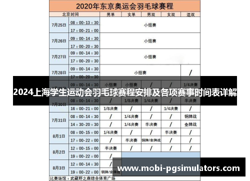 2024上海学生运动会羽毛球赛程安排及各项赛事时间表详解