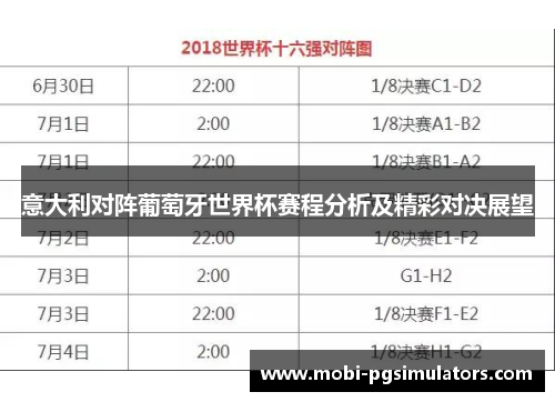 意大利对阵葡萄牙世界杯赛程分析及精彩对决展望