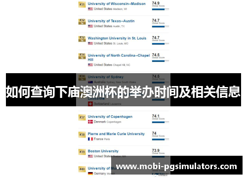 如何查询下庙澳洲杯的举办时间及相关信息 如何查询下庙澳洲杯的举办时间及相关信息